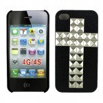 Wholesale iPhone 4 4S 3D Cross Studs Case (Silver)